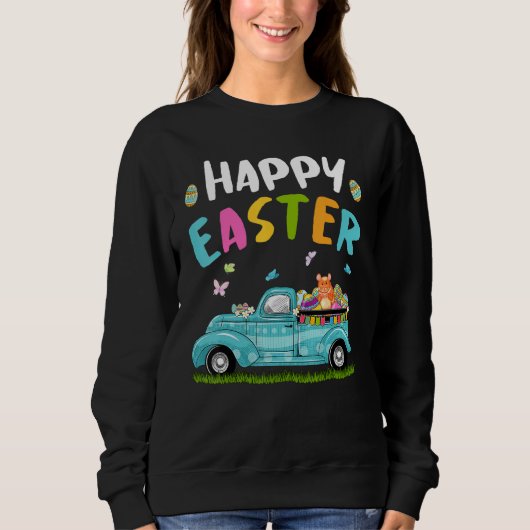Kute hamster met Bunny Ears Egg Hunting Eas Trui (Voorkant)