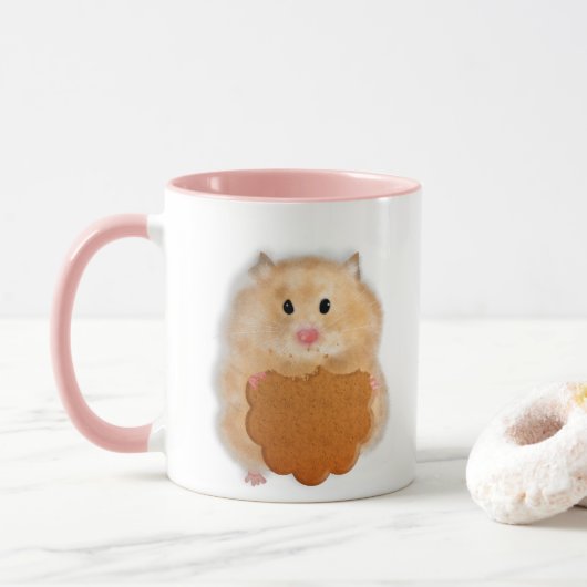 Kute hamster met cadeau voor koekjesillustratie mok (Met donut)