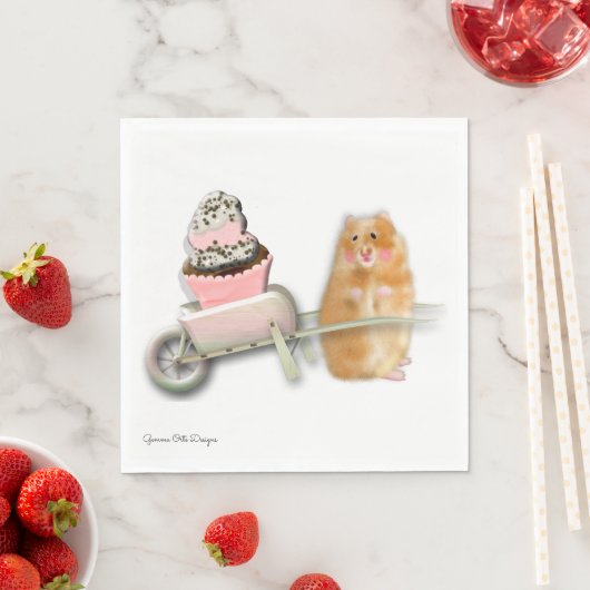 Kute hamster met muffin papieren servet. servetten (Insitu)