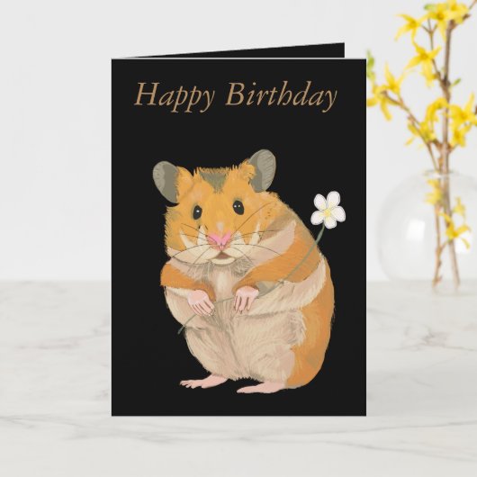 Kute hamster met ventilatorkaart kaart (Gele Bloem)