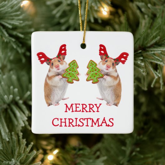 Kute hamster/Muis Kerstmis Keramisch Ornament (Boom)