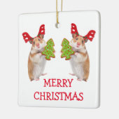 Kute hamster/Muis Kerstmis Keramisch Ornament (Links)