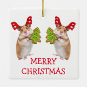 Kute hamster/Muis Kerstmis Keramisch Ornament (Achterkant)