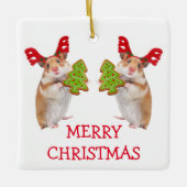 Kute hamster/Muis Kerstmis Keramisch Ornament (Voorkant)