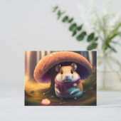 Kute hamster onder een paddenstoel briefkaart (Staand voorkant)