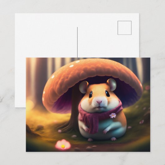 Kute hamster onder een paddenstoel briefkaart (Voorkant / Achterkant)