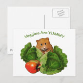 Kute hamster: Veggies are Yummy: Gezondheid, voedi Briefkaart (Voorkant / Achterkant)