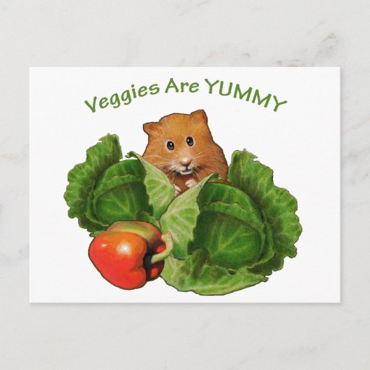 Kute hamster: Veggies are Yummy: Gezondheid, voedi Briefkaart (Voorkant)