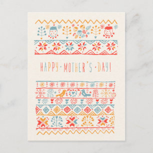 Kute Hand Drawn Birds Flowers Happy Mothers Day Briefkaart