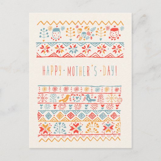 Kute Hand Drawn Birds Flowers Happy Mothers Day Briefkaart (Voorkant)