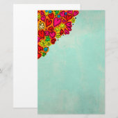 Kute hand Drawn Doodle Hearts and Flowers Briefpapier (Voorkant / Achterkant)