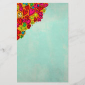 Kute hand Drawn Doodle Hearts and Flowers Briefpapier (Voorkant)