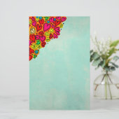 Kute hand Drawn Doodle Hearts and Flowers Briefpapier (Staand voorkant)