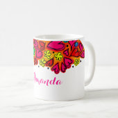 Kute hand Drawn Doodle Hearts and Flowers Koffiemok (Voorkant rechts)