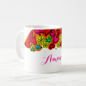 Kute hand Drawn Doodle Hearts and Flowers Koffiemok (Voorkant links)