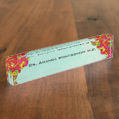 Kute hand Drawn Doodle Hearts and Flowers Naambordje (Zijkant)