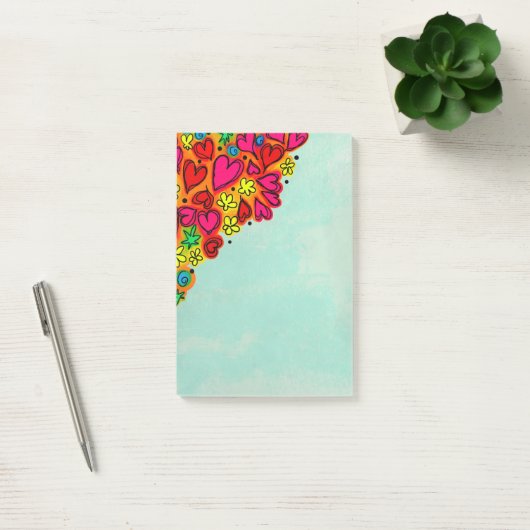 Kute hand Drawn Doodle Hearts and Flowers Post-it® Notes (Kantoor)