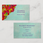 Kute hand Drawn Doodle Hearts and Flowers Visitekaartje (Voorkant / Achterkant)