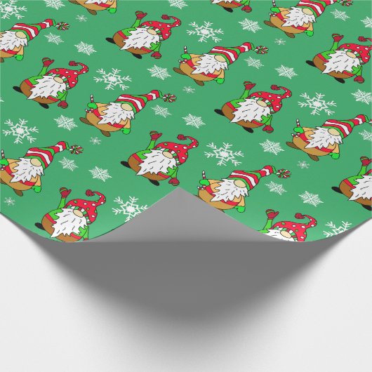 Kute Hand Drawn Gnome Festive Holiday Kerstmis Cadeaupapier (Hoek)