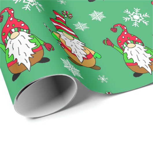 Kute Hand Drawn Gnome Festive Holiday Kerstmis Cadeaupapier (Rol Hoek)