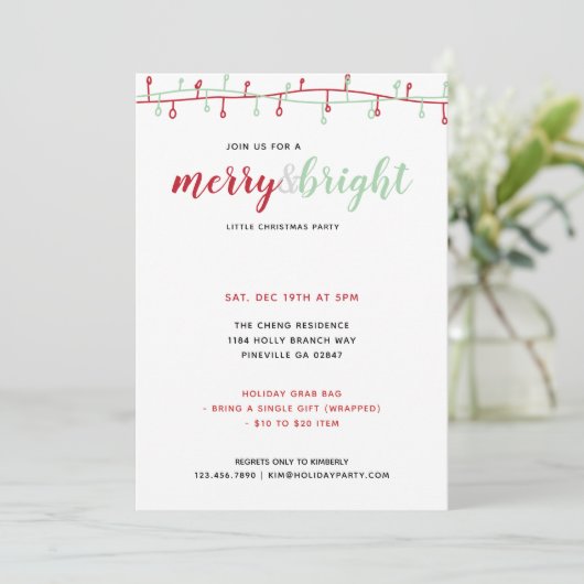 Kute Hand Drawn Red & Green-kerstfeest Kaart (Staand voorkant)