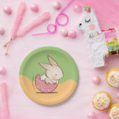 Kute Hand-getrokken Bunny, roze paaseieren Papieren Bordje (Feest)