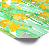 Kute hand getrokken gele waterverf daffodil poster (Hoek)