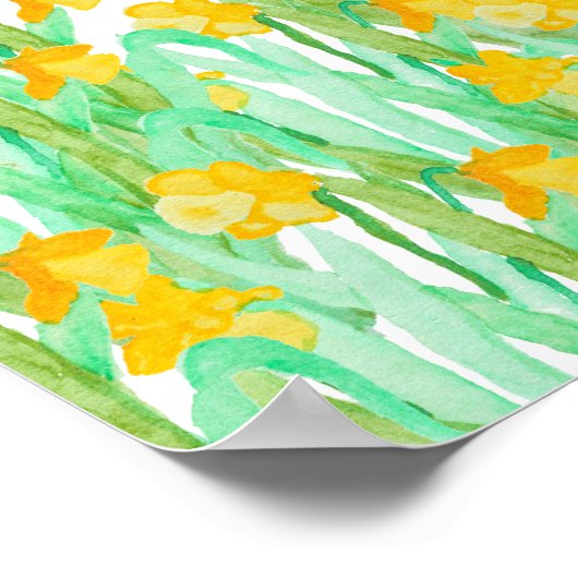 Kute hand getrokken gele waterverf daffodil poster (Hoek)