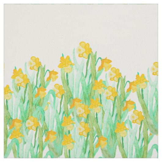 Kute hand getrokken gele waterverf daffodil stof (Swatch)
