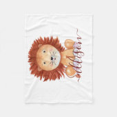 Kute hand-getrokken leeuw gepersonaliseerd kind fleece deken (Voorkant)