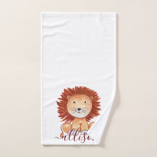 Kute hand-getrokken leeuw gepersonaliseerd kind handdoek (Handdoek)