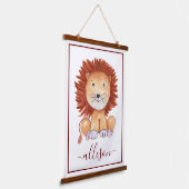 Kute hand-getrokken leeuw gepersonaliseerd kind hangend wandkleed (Gebogen)