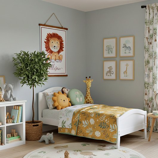 Kute hand-getrokken leeuw gepersonaliseerd kind hangend wandkleed