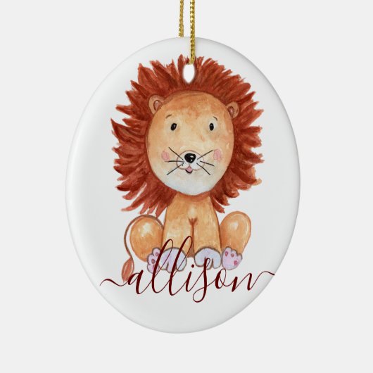 Kute hand-getrokken leeuw gepersonaliseerd kind keramisch ornament (Rechts)