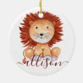 Kute hand-getrokken leeuw gepersonaliseerd kind keramisch ornament (Achterkant)