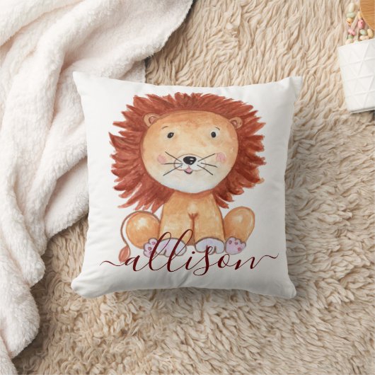 Kute hand-getrokken leeuw gepersonaliseerd kind kussen (Deken)