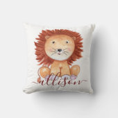 Kute hand-getrokken leeuw gepersonaliseerd kind kussen (Voorkant)