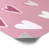 Kute hand tekende harten roze wit poster (Hoek)