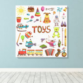 Kute handgemaakte Kinder Cartoon Canvas Afdruk (Insitu (Houten vloer))