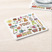 Kute handgemaakte Kinder Cartoon Kartonnen Onderzetters (Schuin)