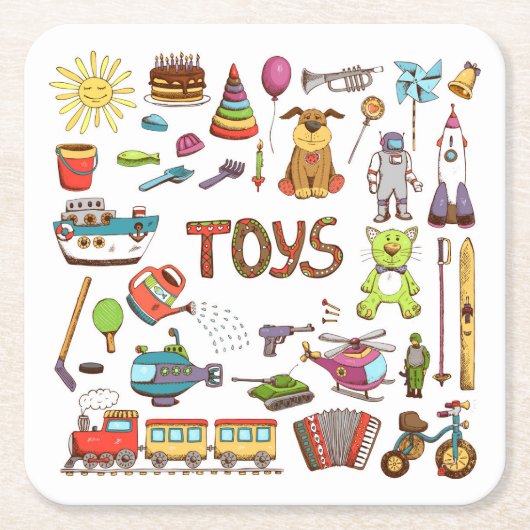 Kute handgemaakte Kinder Cartoon Kartonnen Onderzetters (Voorkant)