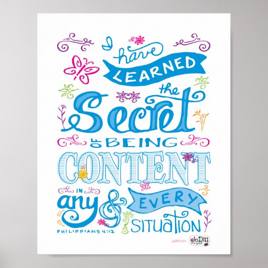 Kute handgeschakelde Bijbel Verse Scriptroze Blauw Poster (Voorkant)