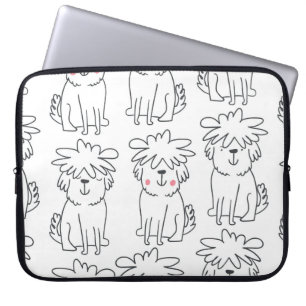 Kute handgetekend naadloos patroon met schattige d laptop sleeve