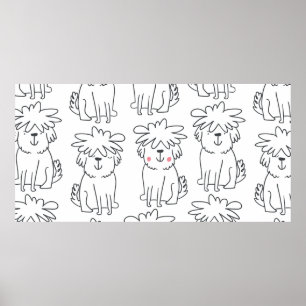 Kute handgetekend naadloos patroon met schattige d poster