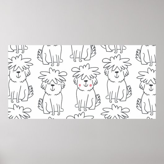 Kute handgetekend naadloos patroon met schattige d poster (Voorkant)