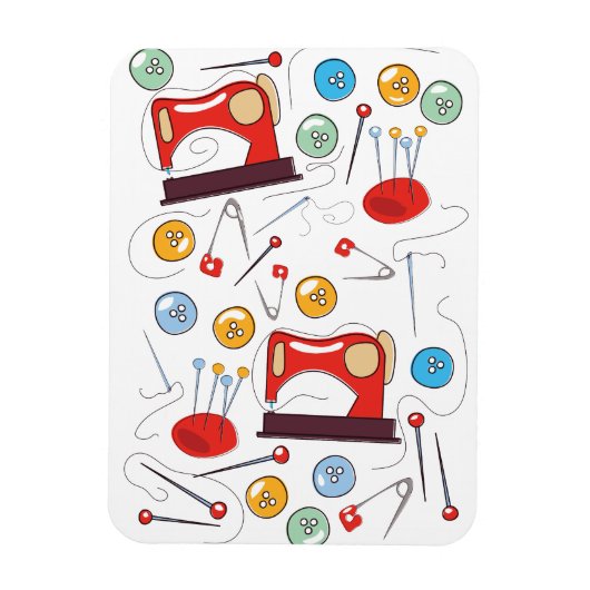 Kute handgetekende naaipatroon magneet (Verticaal)