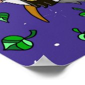 Kute handgetekende Raccoon Hangen vanaf boomtak Poster (Hoek)