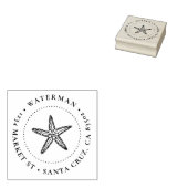 Kute handgetekende Starfish Family Return Address Rubberstempel (Gestempeld)