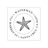 Kute handgetekende Starfish Family Return Address Rubberstempel (Afrduk)