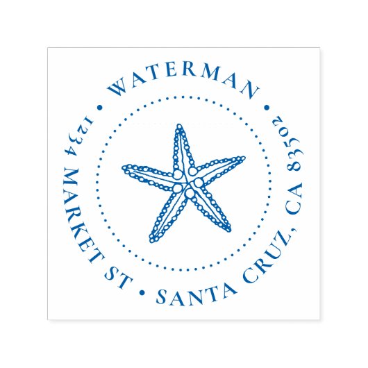 Kute handgetekende Starfish Family Return Address Zelfinktende Stempel (Design)